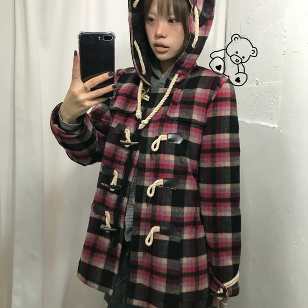 🍎레드 체크 더플 코디 🍎