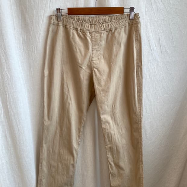 KURIHARA HARUMI 베이지 코튼 밴딩팬츠(L)