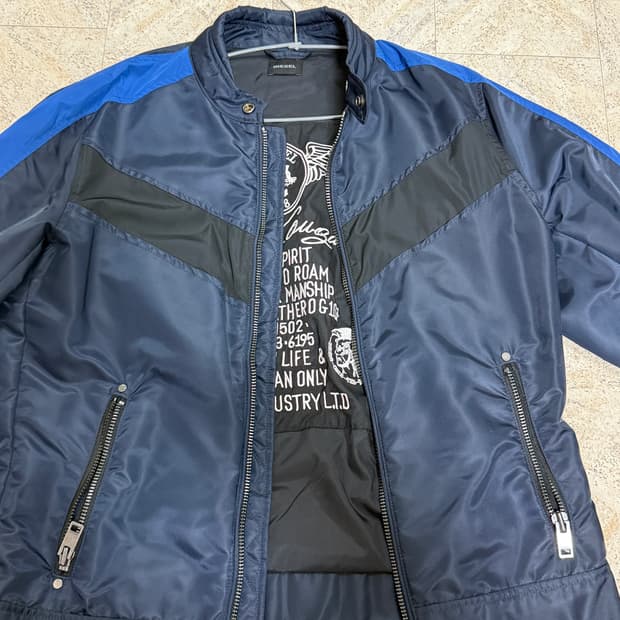 디젤 블랙앤블루 리버시블 바이커 자켓