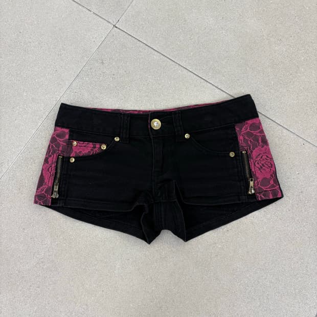 블랙 핑크 레이스 숏츠