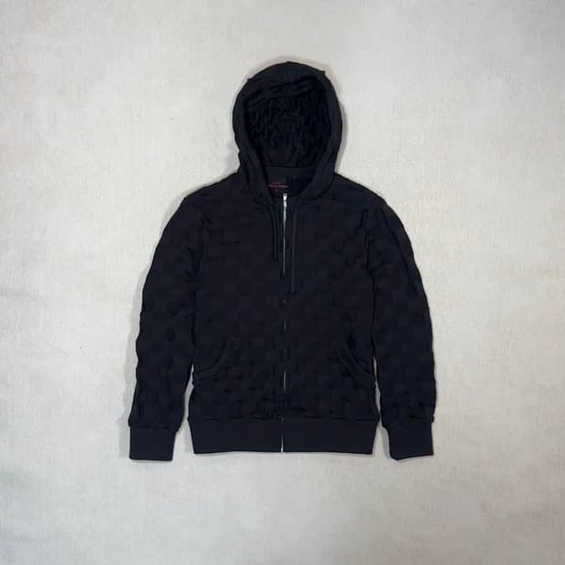 Dot Knit Jacquard Black Hoodie