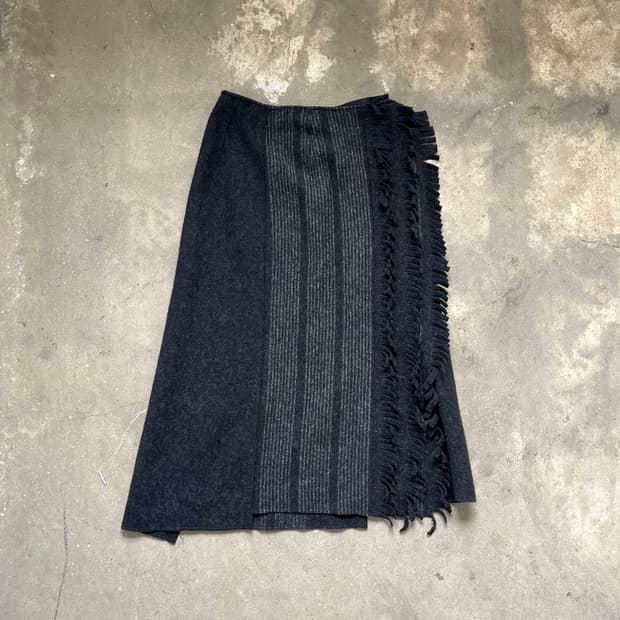Hiroko bis 프린지 울 혼방 랩 스커트