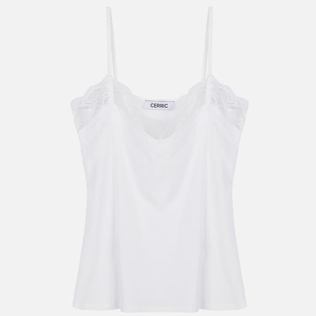 Lace Trim Sleeveless _ White