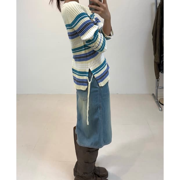 빈티지 스트라이프 티셔츠