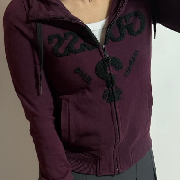 GUESS 게스 퍼플 빅로고 후드집업 Xs