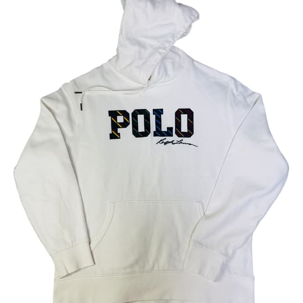 폴로 랄프로렌 스트라이프 로고 플리스 후드 XL