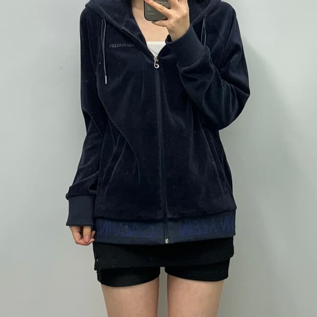 캘빈클라인 네이비 벨루어 후드집업