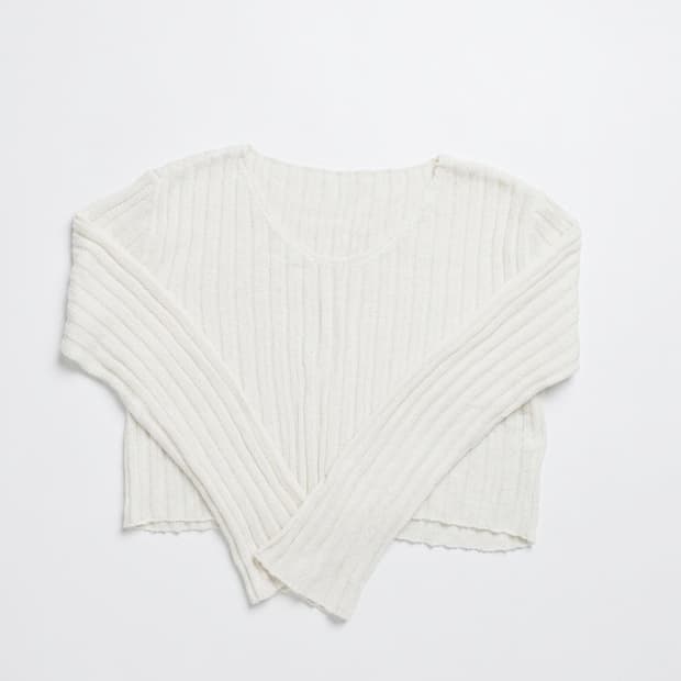 아이보리 크롭 시스루 니트