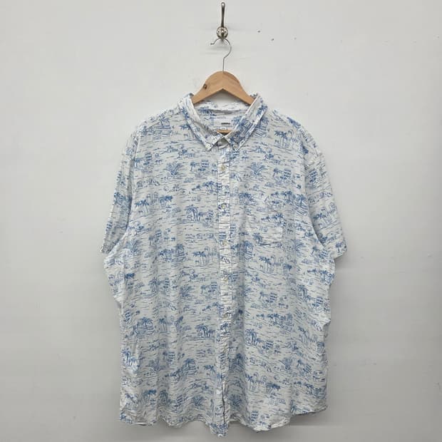 하와이안 반팔 셔츠 블루 패턴 남3XL