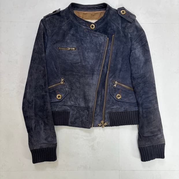 BLUE SUEDE CROP JACKET