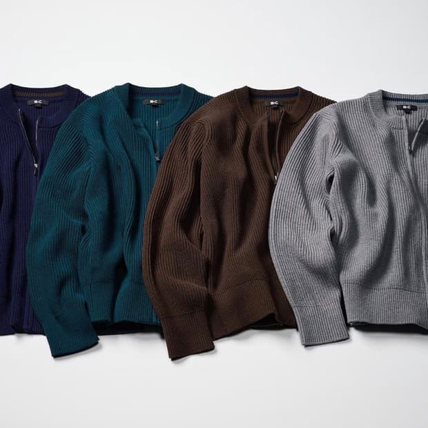 유니클로C 니트 집업 브라운