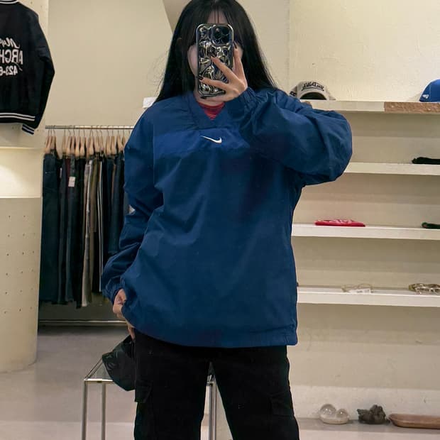 나이키 빈티지 스우시 윈드브레이커 V넥 U1661