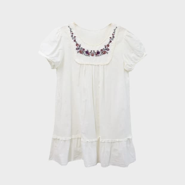 SHINE 모리룩 플라워 자수 반팔 원피스 66319