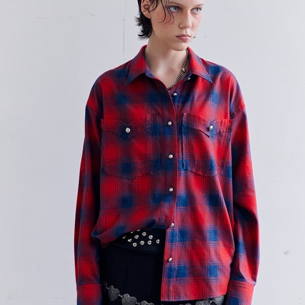 데어드 실버 버튼 체크셔츠 SILVER BUTTON CHECK SHIRT