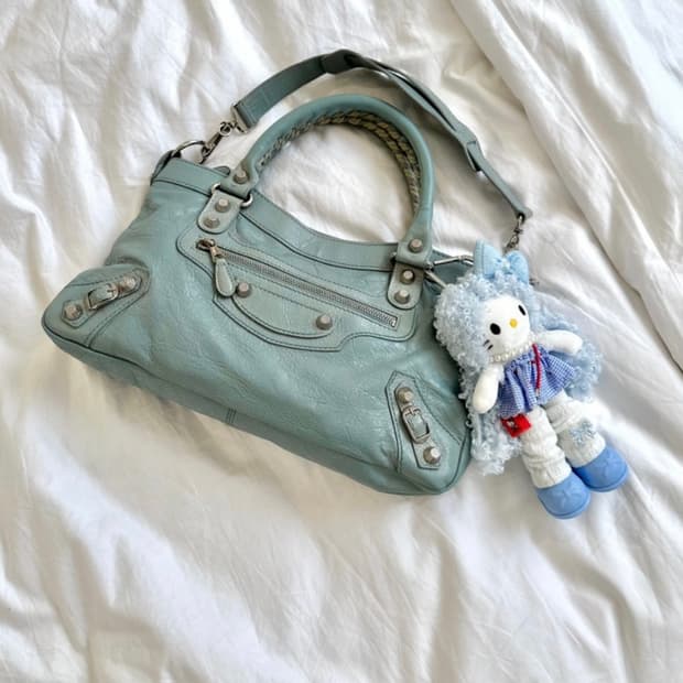 발렌시아가 모터백 민트블루