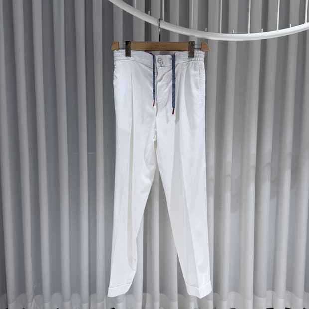 (A+/32) / 키톤 드로스트링 울 코튼 린넨 트레이닝 팬츠 화이트