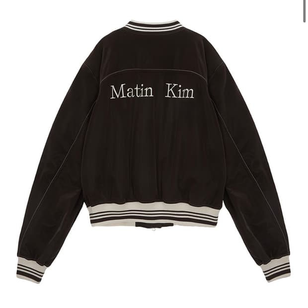 [L] 마뗑킴 코팅 스타디움 점퍼 브라운