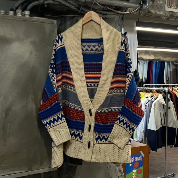 빈티지 판초 스타일 오버핏 루즈 니트 가디건  #csz2826