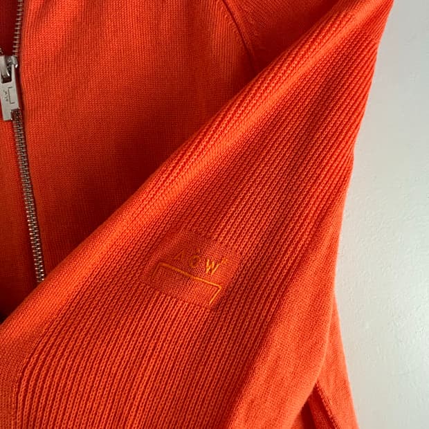A-COLD-WALL orange knit zip up cardigan