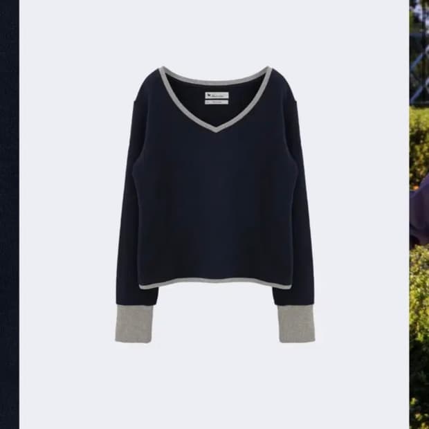 나비버스 NV 브이넥 맨투맨(네이비)