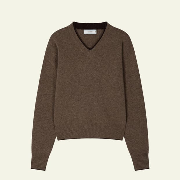 웨이비니스 드리프트 레이어드 브이넥 니트 브라운 1사이즈