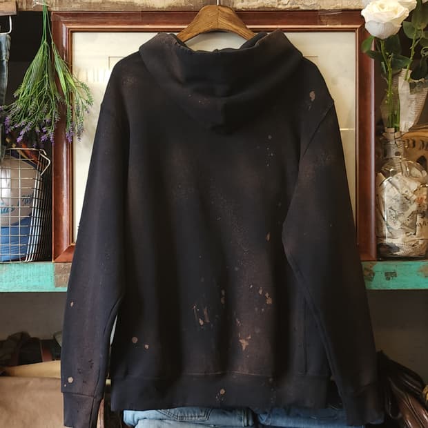 90s 러셀 후드 빈티지 스웻셔츠 썬페이딩 그레이 m