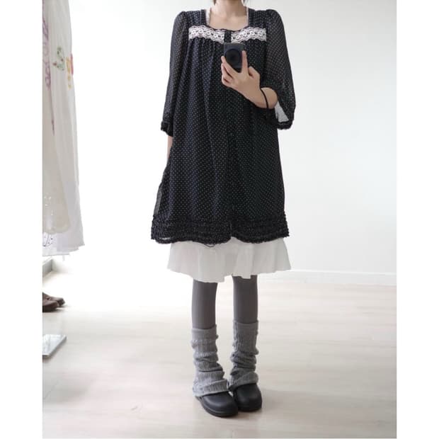 Black polka dot lace blouse