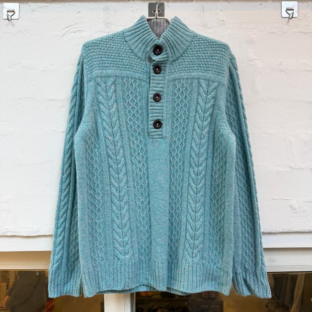23 Homme 케이블 니트 버튼넥 스웨터 민트 48