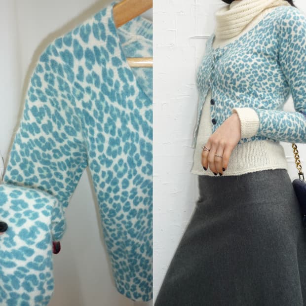 Sky leopard cropped cardigan
