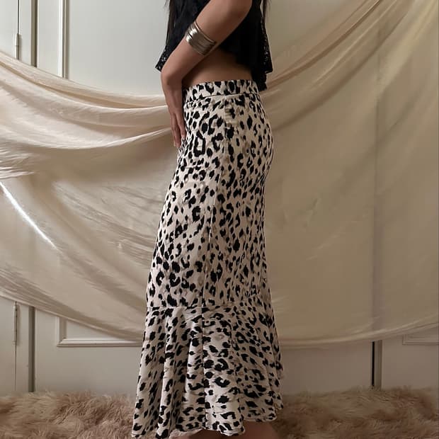leopard long skirt