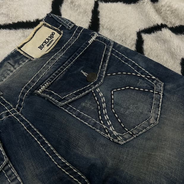 [34]버커루 빈티지 워싱 세미와이드 데님팬츠