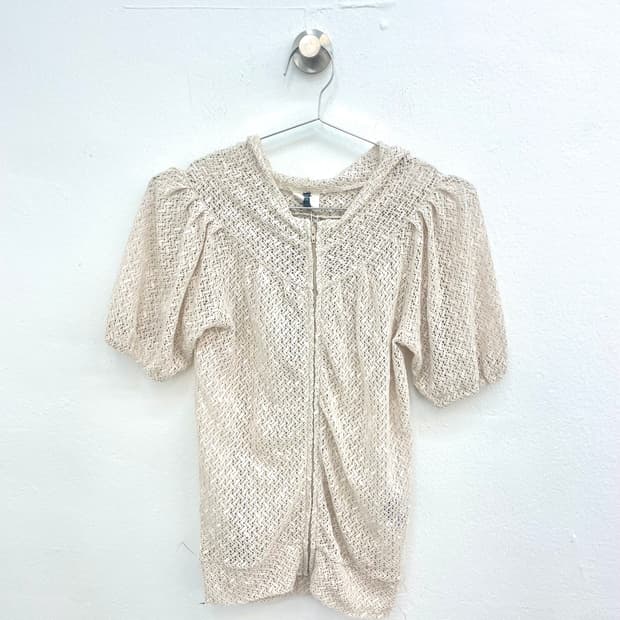 Sheer crochet gliter hoodie zip-up