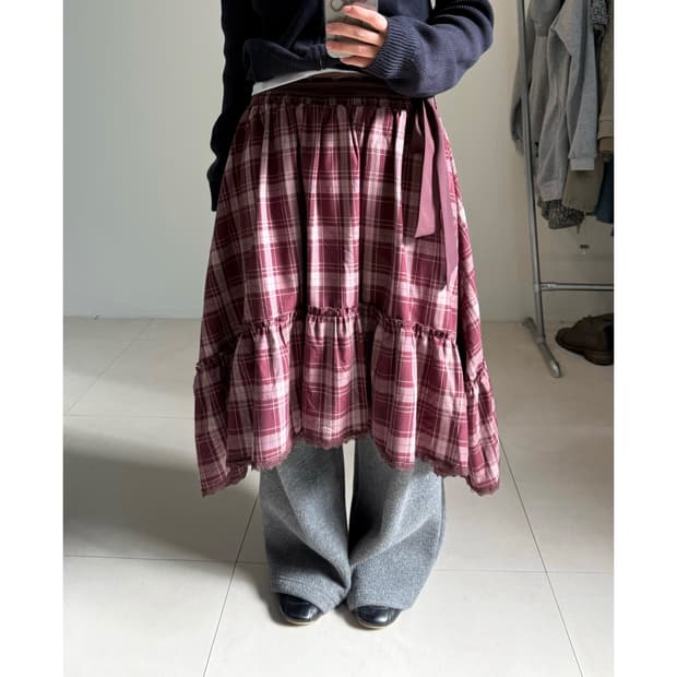 Axes femme 체크 스커트