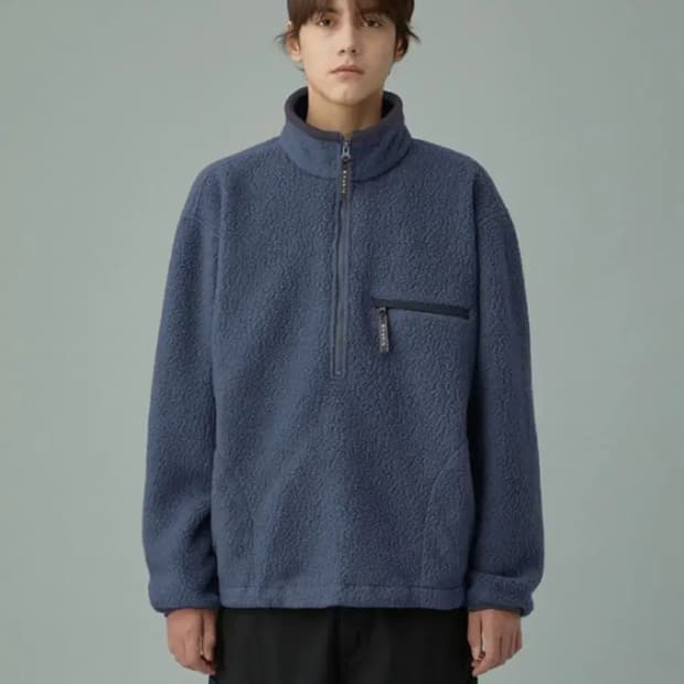 카키스 쉐르파 후리스 네이비 색상 L사이즈