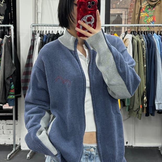 리바이스 빅로고 니트 집업