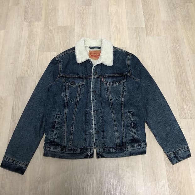(M) 리바이스 Levi's 양털 쉐르파 중청 워시드 데님 자켓