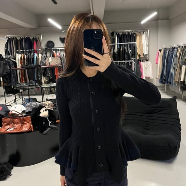 SACAI LUCK ruffle cable cardigan 