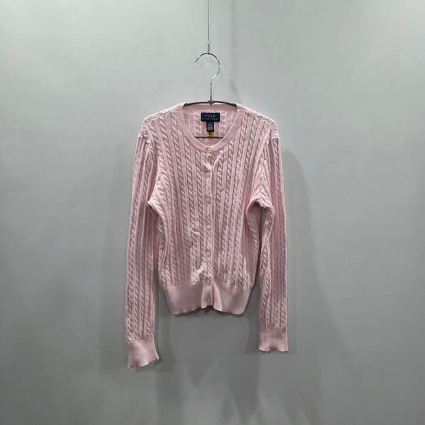 폴로랄프로렌 걸즈 케이블 니트 가디건 연핑크 M/8/10 