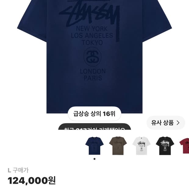 스투시 월드 투어 티셔츠 썬 페이디드 네이비 L사이즈 판매