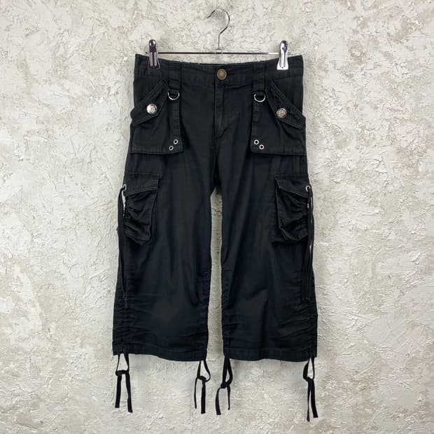 JPN VINTAGE 셔링 카프리 카고 팬츠