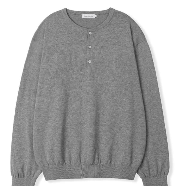 [3] 스테디에브리웨어 코튼 헨리 넥 니트 그레이 멜란지