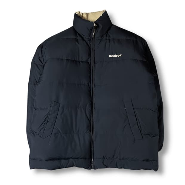 리복 네이비 베이지 리버시블 다운 패딩