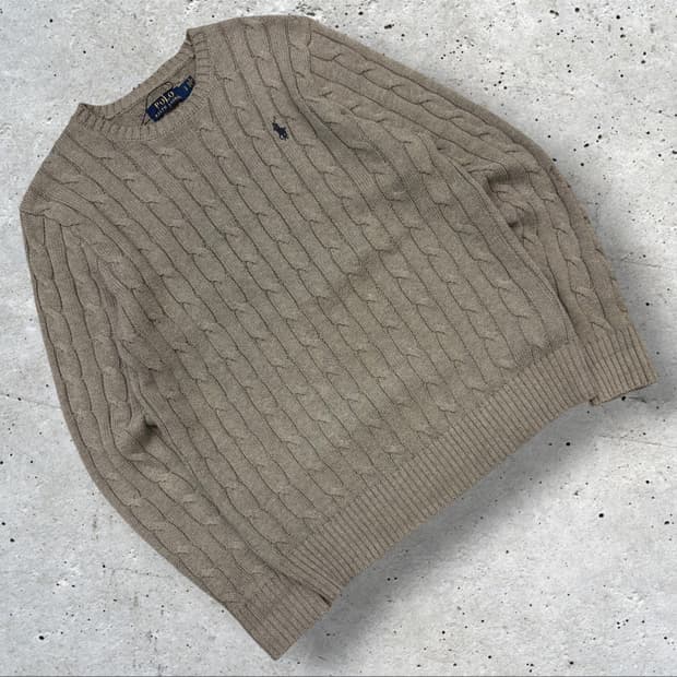 [S] 폴로 랄프로렌 케이블 니트 스웨터 그레이 B337