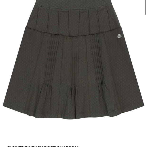 코이세이오 플라워 핀턱 스커트 차콜