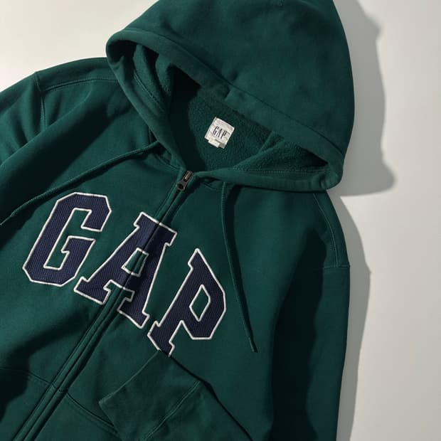 GAP 갭 딥그린 스펠아웃로고 후드집업