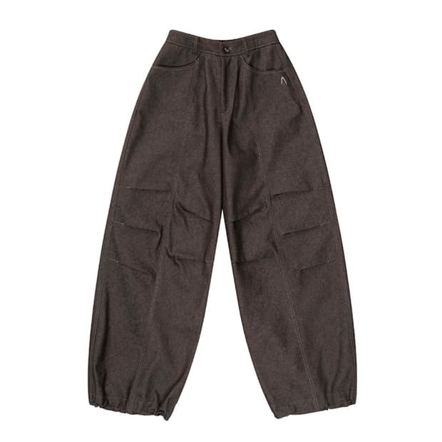 (2) 아캄 핀턱 데님팬츠 브라운