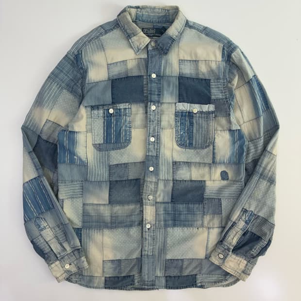 Polo  폴로 랄프로렌 인디고 패치워크 워크 셔츠 