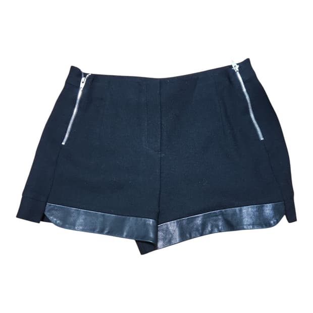 산드로 가죽배색 울반바지