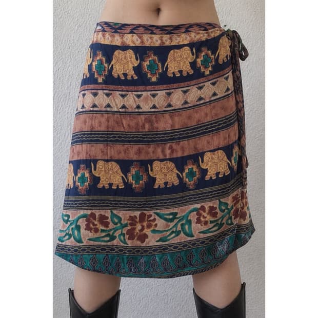 유니크 패턴 보헤미안 스커트