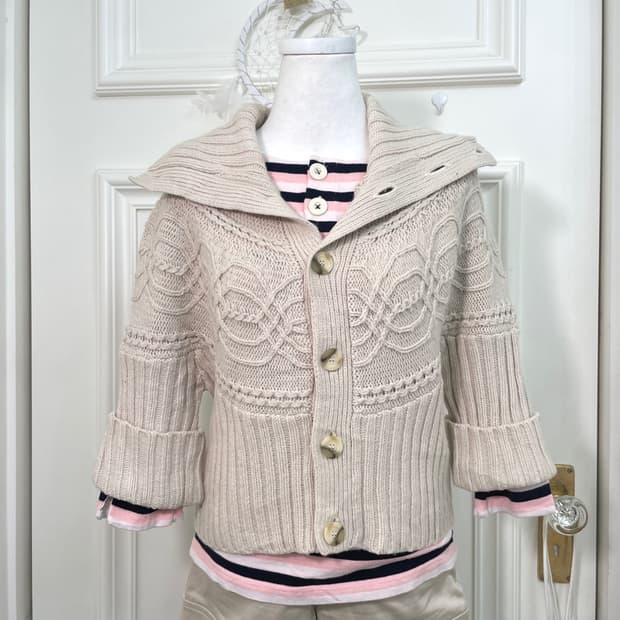 ivory twist collar crop cardigan